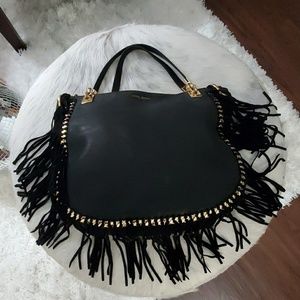 RARE HB BLACK SUEDE FRINGE CROSSBODY